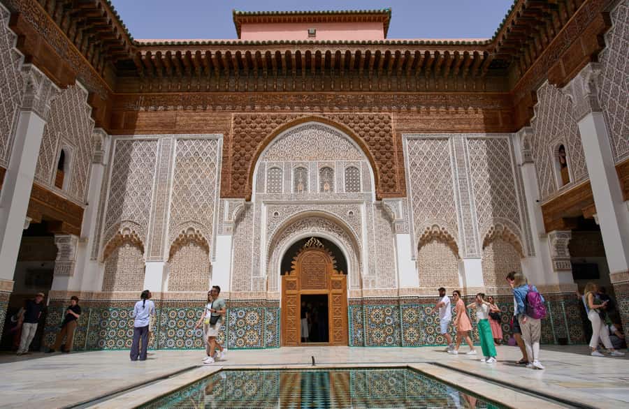 Marrakech: Madrasa Ben Youssef, Secret Garden & Medina Tour - Ben Youssef Madrasa and its detailed architecture